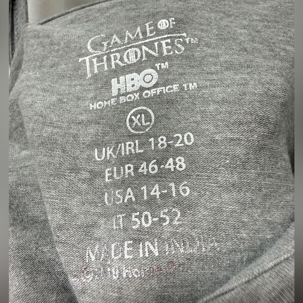 Primark Gray Game of Thrones Pajama Top Size-XL - Picture 3 of 3